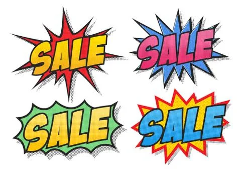 Sale comics bubbles Stock Illustration