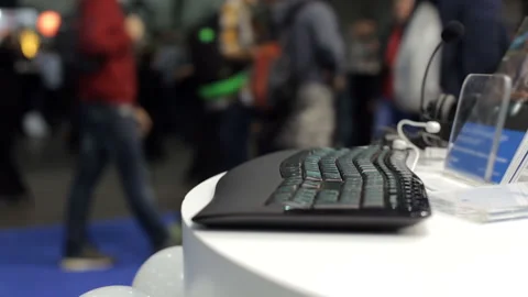 Sale of a computer keyboard in the store Video stock 94604297