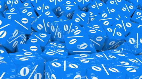 Sale concept of falling blue cubes with percent sign Stock Footage 65484002