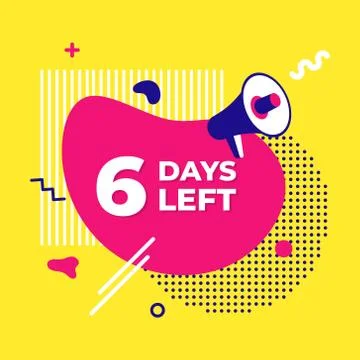 Sale countdown liquid abstract elements six days left sign Stock Illustration