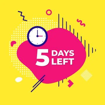 Sale countdown liquid abstract elements five days left sign vector illustration Stock Illustration