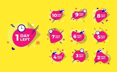 Sale countdown liquid abstract elements ten to one days left signs set Stock Illustration