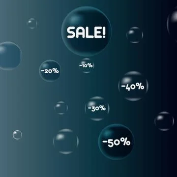 Sale. Discounts. Dark bubbles Stock Illustration