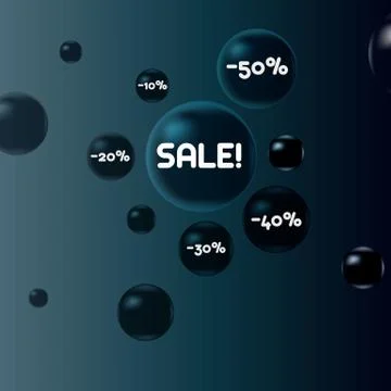 Sale. Discounts. Dark bubbles Stock Illustration
