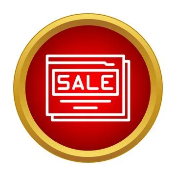 Sale document icon on red circular button Stock Illustration