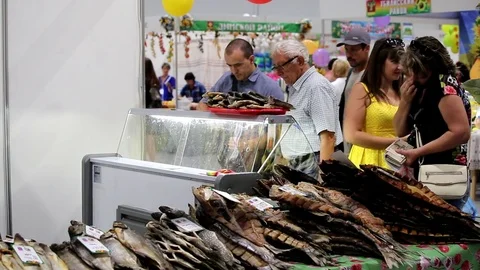 Sale of dried fish Stock Footage 80301493
