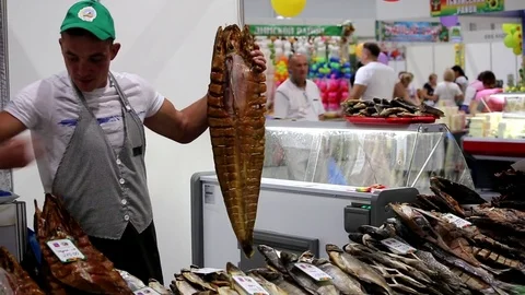 Sale of dried fish Stock Footage 80301553