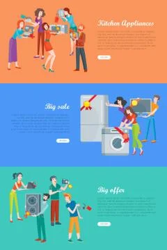 Sale in Electronics Store Vector Banners Set Stock Illustration