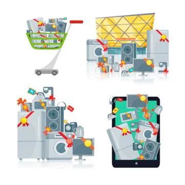 Sale in Electronics Store Vector concepts set Stock Illustration