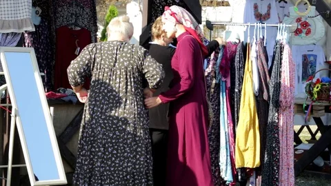Sale of ethnic clothes Stock Footage 80996938