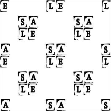 Sale. Event concept. Seamless Pattern. Letters of a word SALE - stamp Stock Illustration