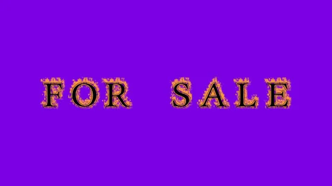 For Sale fire text effect violet background Stock Footage 136066235