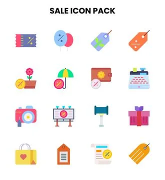 Sale Flat Design Icons Pack Stock Illustration
