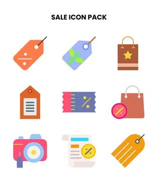 Sale Flat Vector Icons Pack Stock Illustration