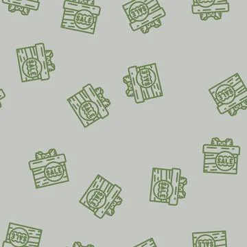 Sale gift box line vector seamless pattern Illustrazione stock