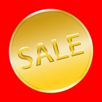 Sale gold button Stock Illustration