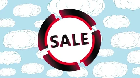 Sale icon in clouds Stock Footage 96380485