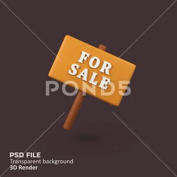 For Sale Information isolated 3d render icon illustration Modello PSD