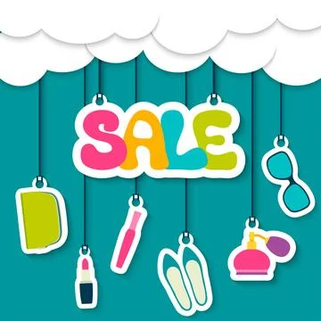 Sale label in the clouds Stock Illustration