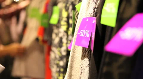 Sale labels on clothes Stock Footage 40477311