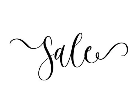 Sale lettering in elegant cursive script with decorative flourishes Stock Illustration