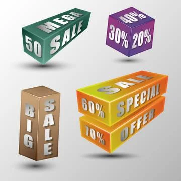 Sale message on 3d box Stock Illustration