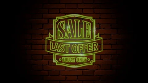 Sale neon color light label Stock Footage 96574053