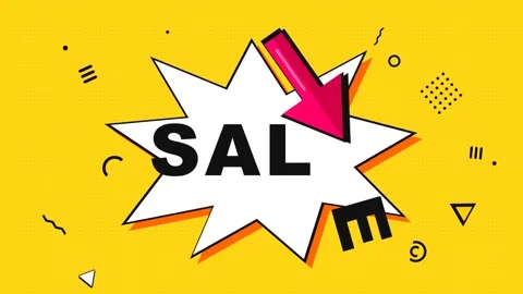 Sale Promotion Advertisement with Exploding Speech Bubble and Down Arrow on Stock Footage 336617664