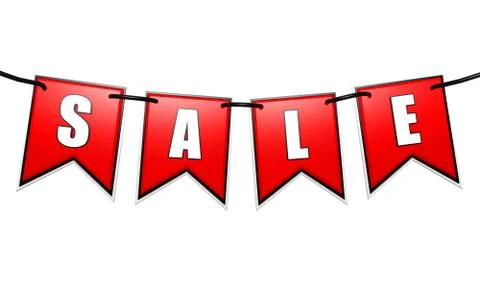 Sale in red flags Illustrazione stock