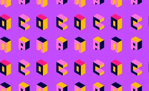 Sale seamless isometric pattern. 3d effect minimalistic Stock Illustration
