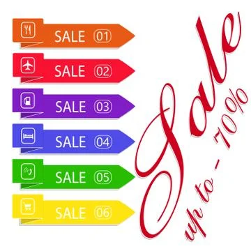 Sale. Set of different arrow pointers. Sign isolated on white background. Mat Stock Illustration
