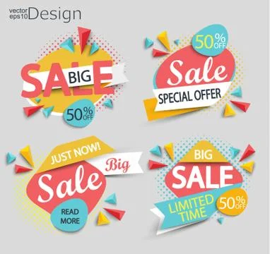 Sale - set of labels. Illustrazione stock