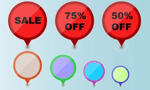 Sale set pointers, ribbons or banners with various colors Stock Illustration