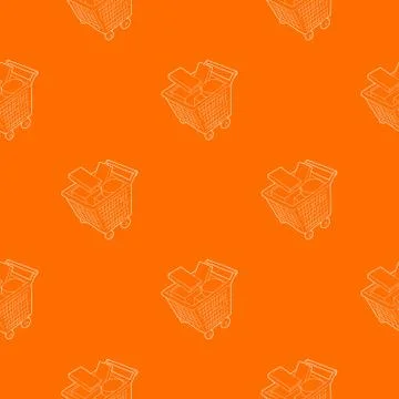 Sale shopping cart with boxes pattern vector orange 스톡 일러스트
