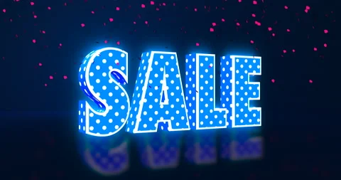 Sale Sign (Text) - Confetti - Glowing - Flashing Stock Footage