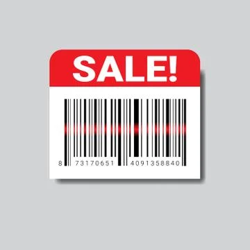 Sale Sticker With Bar Code For Scanning Icon Isolated Stock Illustration