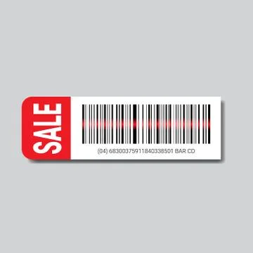 Sale Sticker With Bar Code For Scanning Icon Isolated Stock Illustration