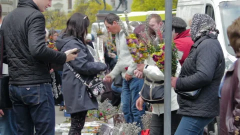 Sale on the street for Easter Stock Footage 130818751
