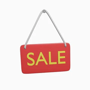 Sale table isolated on a white background. 3d rendering Stock Illustration