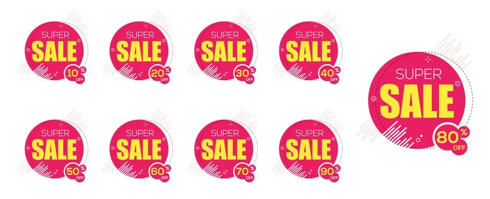 Sale tags vector badges template. Percent sale label symbols, discount promot Stock Illustration