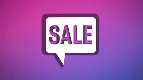 Sale text box on rectangular speech bubble against colored background Stock Footage 214012660