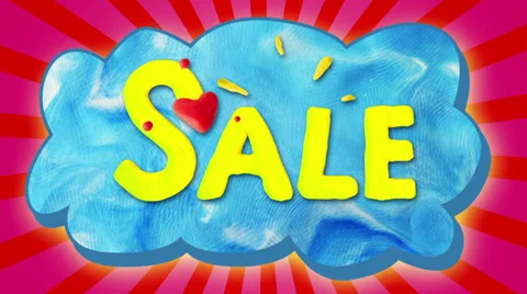 Sale text on cloud, stop motion. Stock Footage 38800225