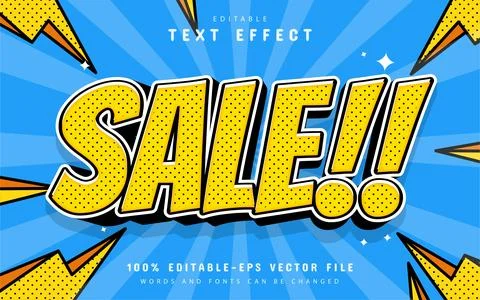 Sale text effect comic style editable Stock Illustration
