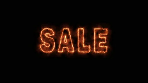 Sale text. Fire effect. Special offers. Sales and Discounts. 4K video Stock Footage 147661425