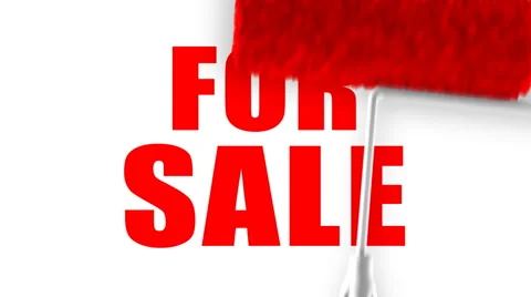 For Sale Text - Roller Painting (Loop with Matte) Video stock 1008779