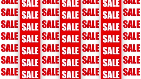 Sale text on a white red background animation seamless loop Stock Footage 229506972