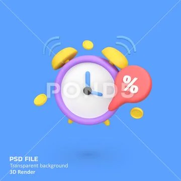 Sale time isolated 3d render icon illustration PSD Template