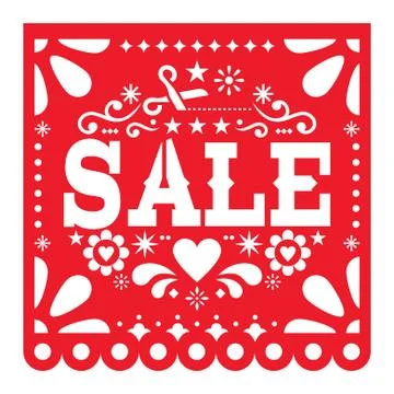 Sale vector vector design with text, flowers and scissors Stock Illustration