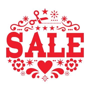 Sale vector vector design with text, flowers and scissors, shopping sign Stock Illustration