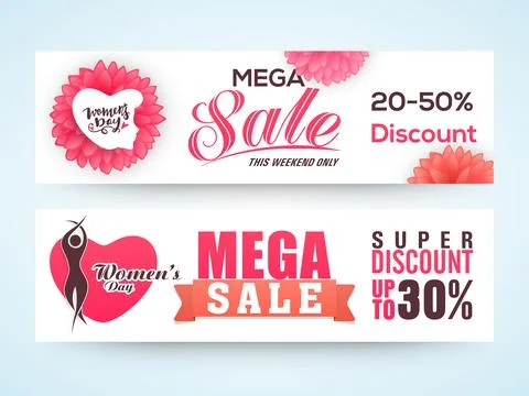 Sale web header or banner for Women's Day. Stock Illustration